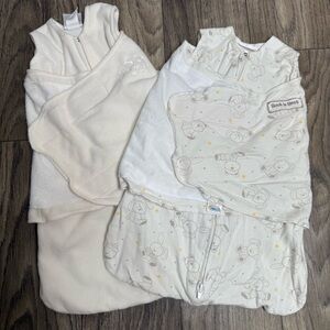 Halo Sleepsack Swaddle Set of 2 Cream Fleece & Cotton Bear/Bunny Size Newborn